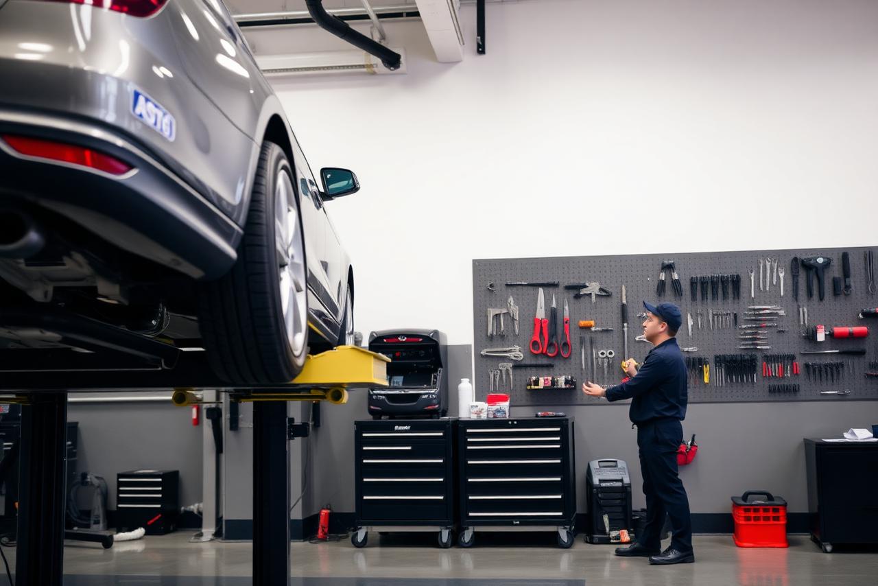 Technicians preparing a vehicle inside the Izzy Motors workshop